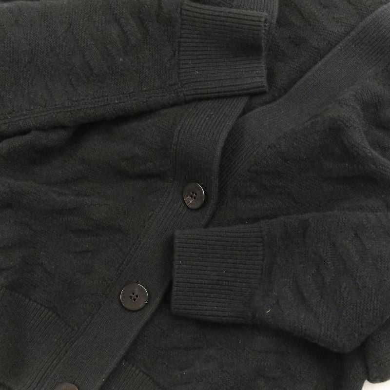 Hermes Button Wool Knit V-neck Cardigan 34 Black