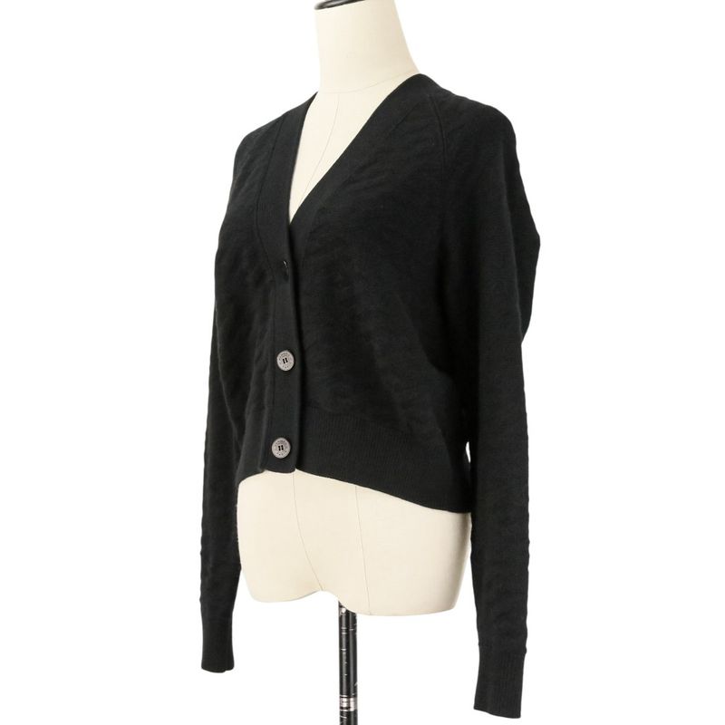 Hermes Button Wool Knit V-neck Cardigan 34 Black