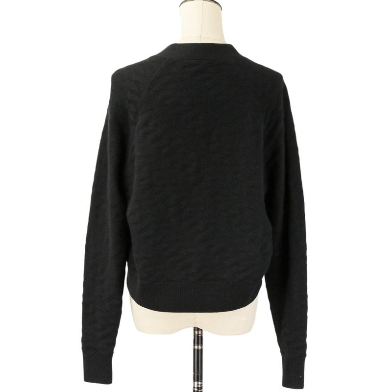 Hermes Button Wool Knit V-neck Cardigan 34 Black