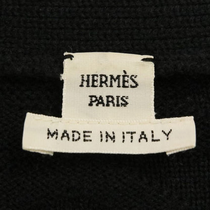 Hermes Button Wool Knit V-neck Cardigan 34 Black