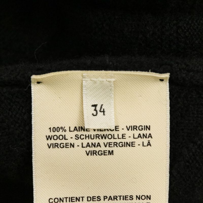 Hermes Button Wool Knit V-neck Cardigan 34 Black