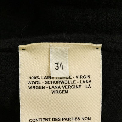 Hermes Button Wool Knit V-neck Cardigan 34 Black