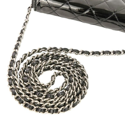 Chanel Brilliant Patent Quilted Chain Wallet Black