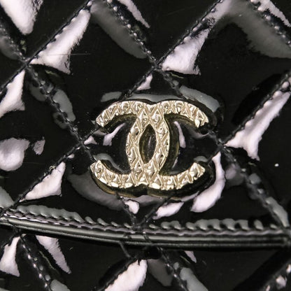 Chanel Brilliant Patent Quilted Chain Wallet Black
