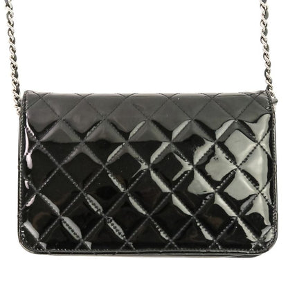 Chanel Brilliant Patent Quilted Chain Wallet Black