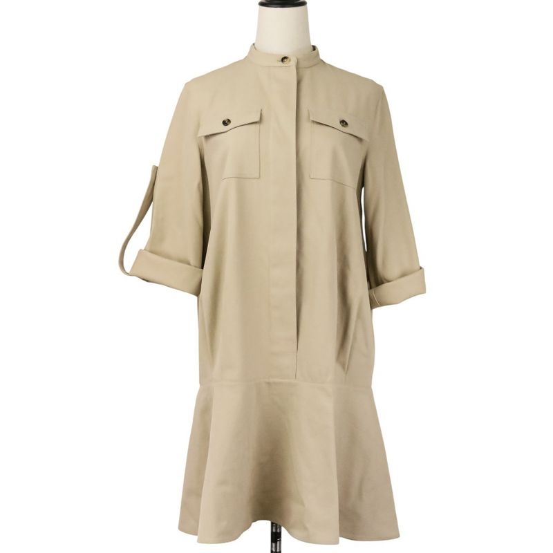 Loewe Cotton Twill Shirt Dress 36 Beige