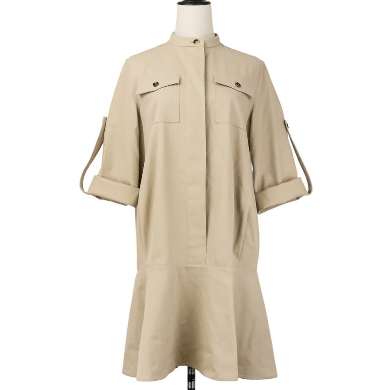 Loewe Cotton Twill Shirt Dress 36 Beige