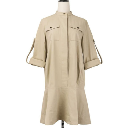 Loewe Cotton Twill Shirt Dress 36 Beige
