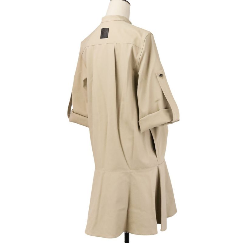 Loewe Cotton Twill Shirt Dress 36 Beige