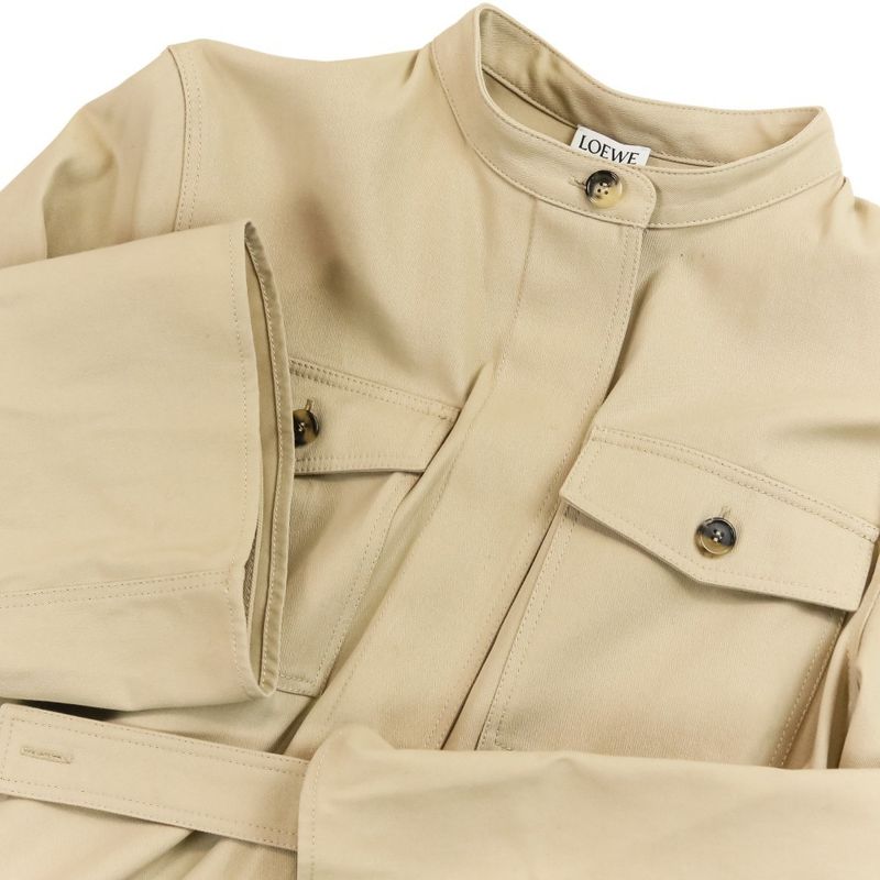 Loewe Cotton Twill Shirt Dress 36 Beige