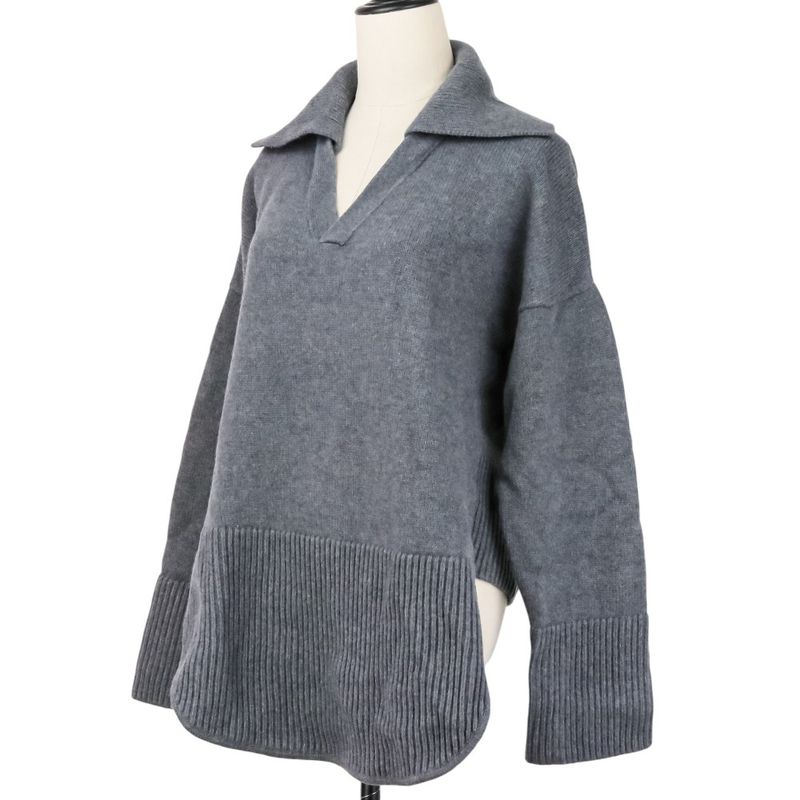 Loewe Anagram Wool Polo Knit Sweater S Gray