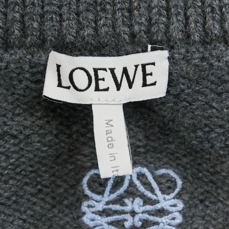 Loewe Anagram Wool Polo Knit Sweater S Gray