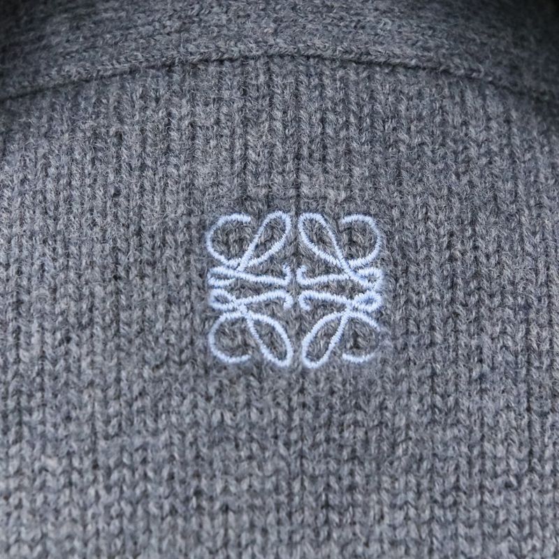 Loewe Anagram Wool Polo Knit Sweater S Gray