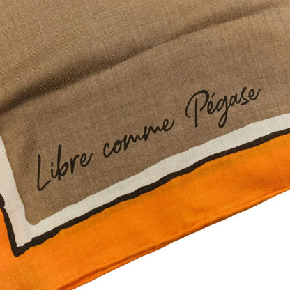Hermes Libre Comme Pegase Carre Geant 140 Shawl Orange Brown