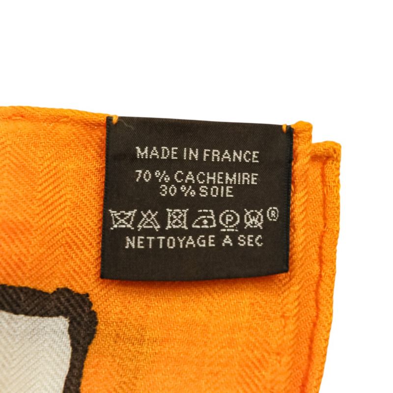Hermes Libre Comme Pegase Carre Geant 140 Shawl Orange Brown