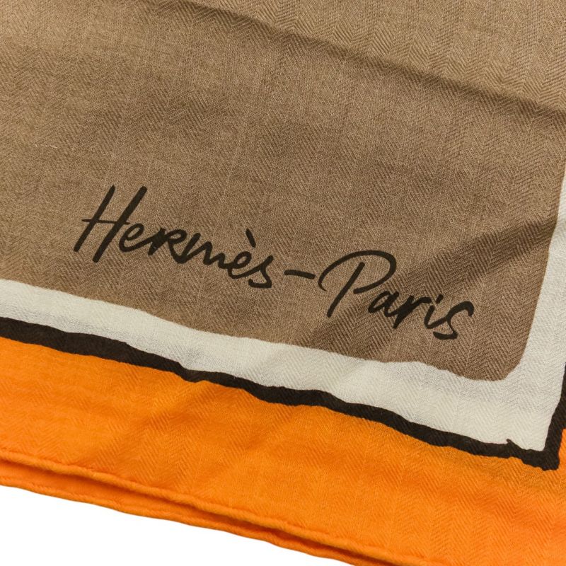 Hermes Libre Comme Pegase Carre Geant 140 Shawl Orange Brown