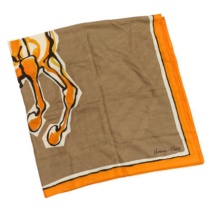 Hermes Libre Comme Pegase Carre Geant 140 Shawl Orange Brown