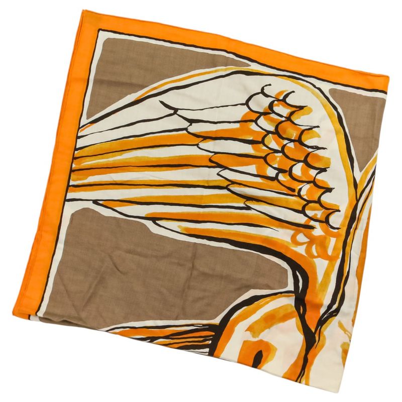 Hermes Libre Comme Pegase Carre Geant 140 Shawl Orange Brown