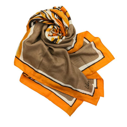 Hermes Libre Comme Pegase Carre Geant 140 Shawl Orange Brown