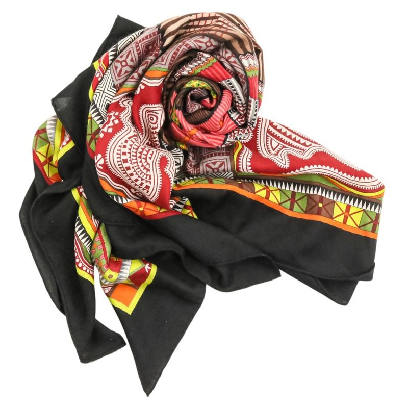 Hermes Cent Plis Des Miao Carre Geant 140 Cashier Large Shawl Black Red