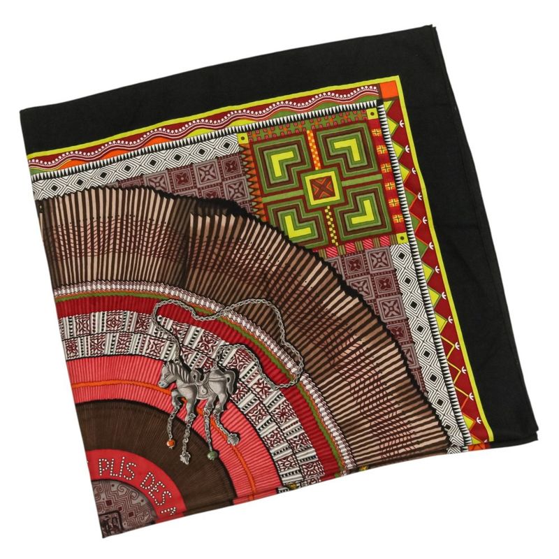 Hermes Cent Plis Des Miao Carre Geant 140 Cashier Large Shawl Black Red