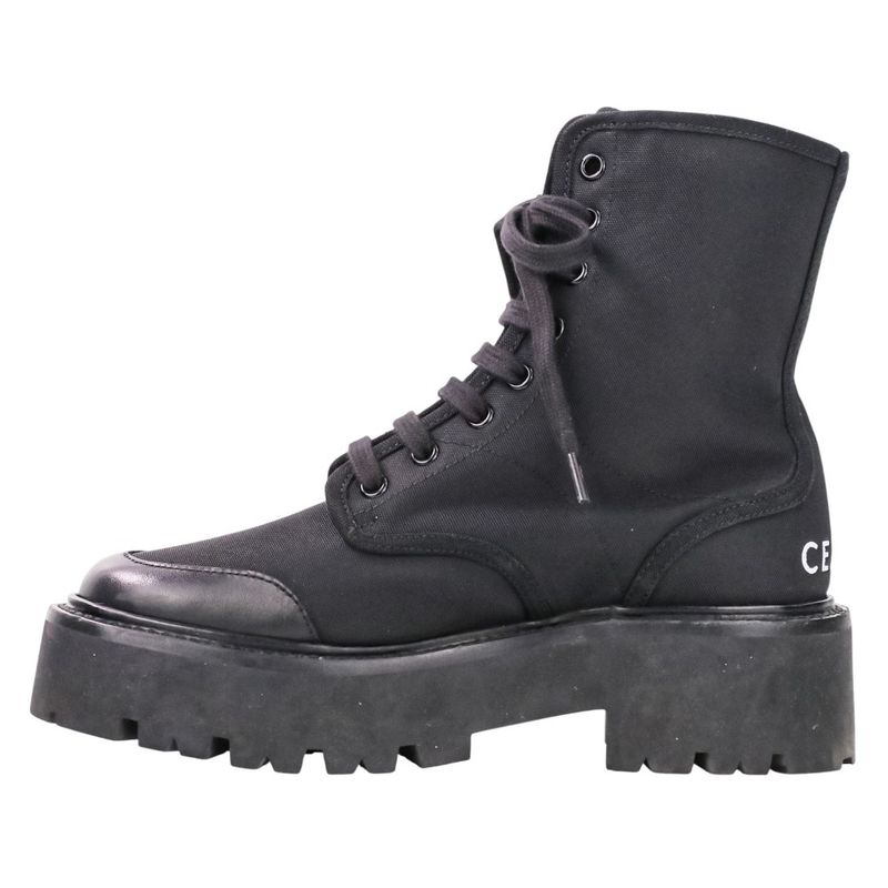 Celine Lace Up Balkis Boots Nylon Canvas 36