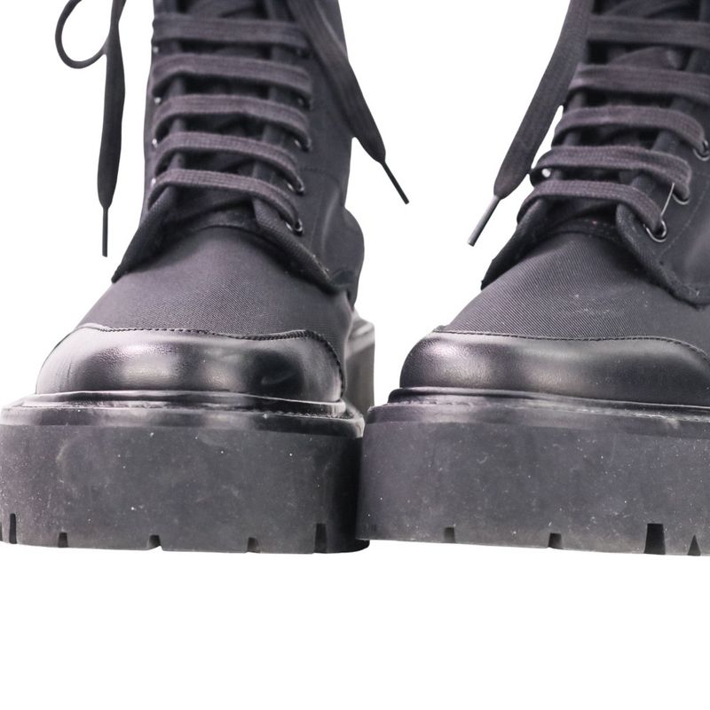 Celine Lace Up Balkis Boots Nylon Canvas 36