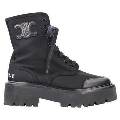 Celine Lace Up Balkis Boots Nylon Canvas 36