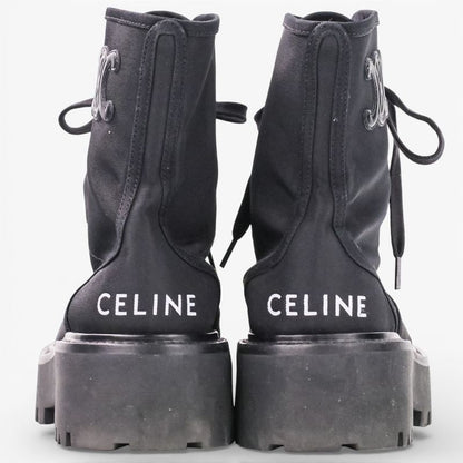 Celine Lace Up Balkis Boots Nylon Canvas 36