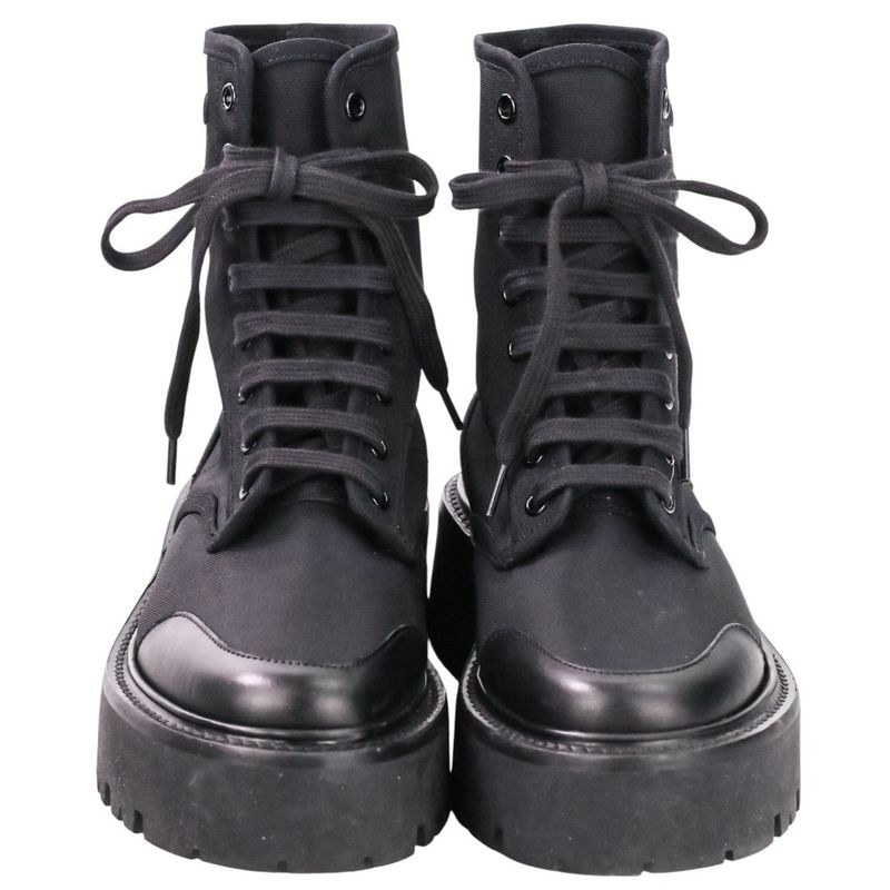 Celine Lace Up Balkis Boots Nylon Canvas 36