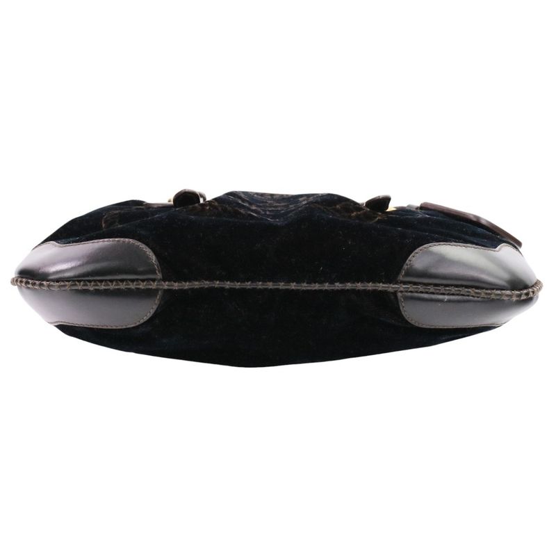 Prada Velvet Leather Combination 2-Way Shoulder Bag Dark Brown
