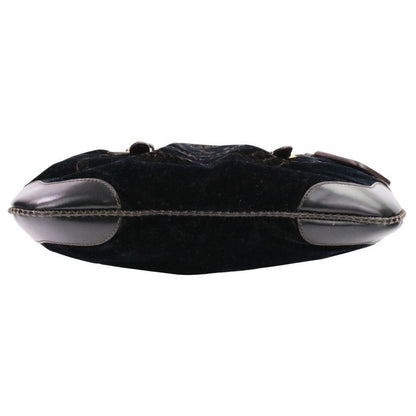 Prada Velvet Leather Combination 2-Way Shoulder Bag Dark Brown