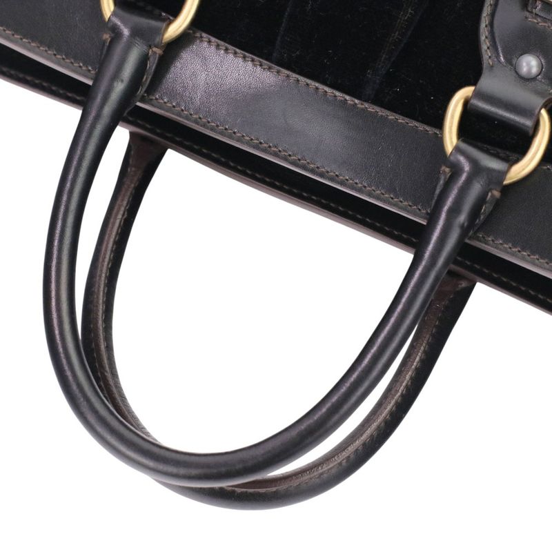Prada Velvet Leather Combination 2-Way Shoulder Bag Dark Brown