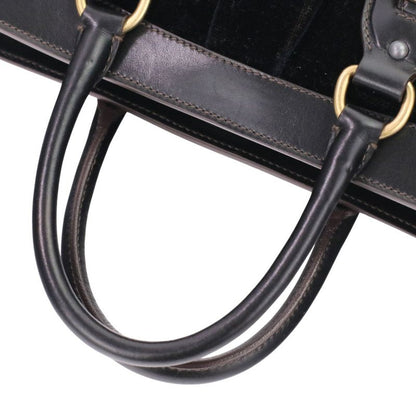 Prada Velvet Leather Combination 2-Way Shoulder Bag Dark Brown