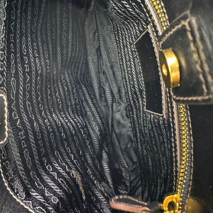 Prada Velvet Leather Combination 2-Way Shoulder Bag Dark Brown