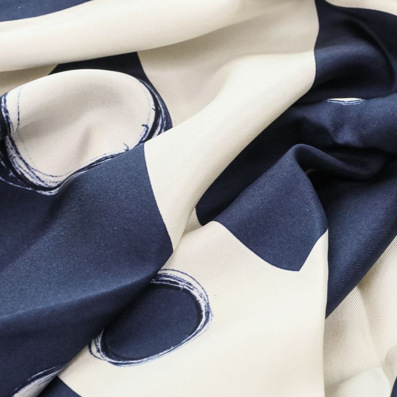 Chanel 17K CC Logo Planet Silk Scarf Ivory Navy Ivory