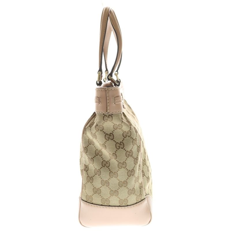 Gucci GG Canvas Tote Beige Pink Gold Brown