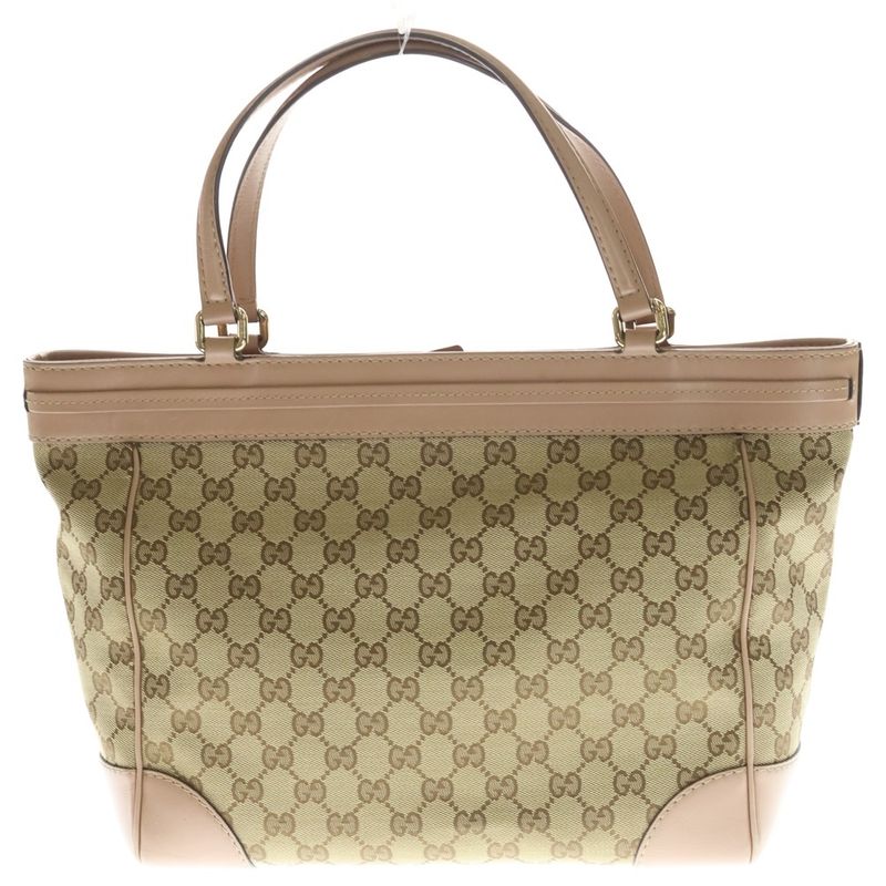 Gucci GG Canvas Tote Beige Pink Gold Brown