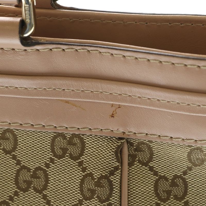 Gucci GG Canvas Tote Beige Pink Gold Brown