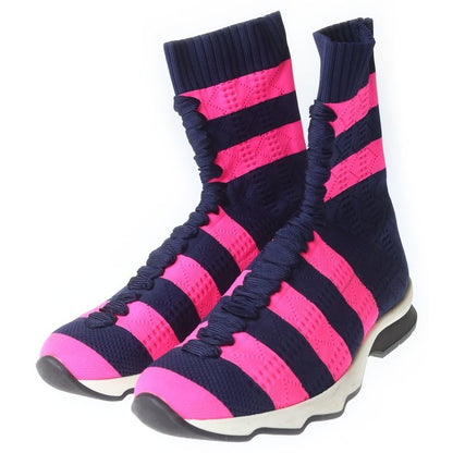 Fendi Border Socks Sneakers Navy Pink Navypink