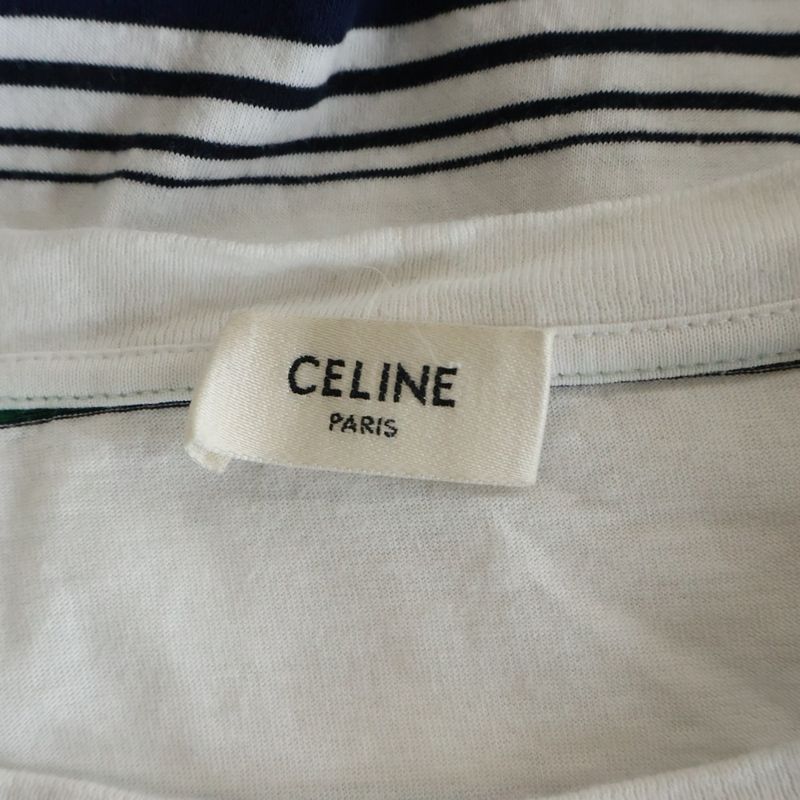 Celine Triomphe Borders Short Sleeve T-Shirt White