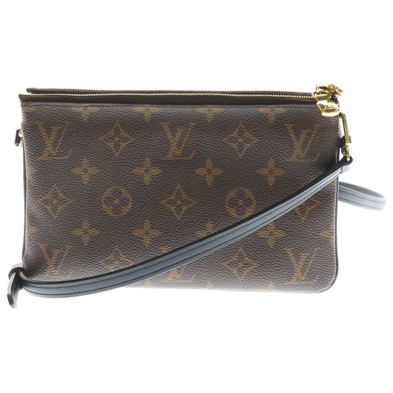 Louis Vuitton Monogram Giant Reverse Pochette Double Zip Shoulder Bag Brown Beige
