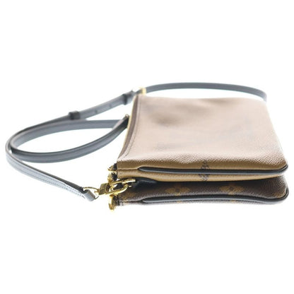 Louis Vuitton Monogram Giant Reverse Pochette Double Zip Shoulder Bag Brown Beige
