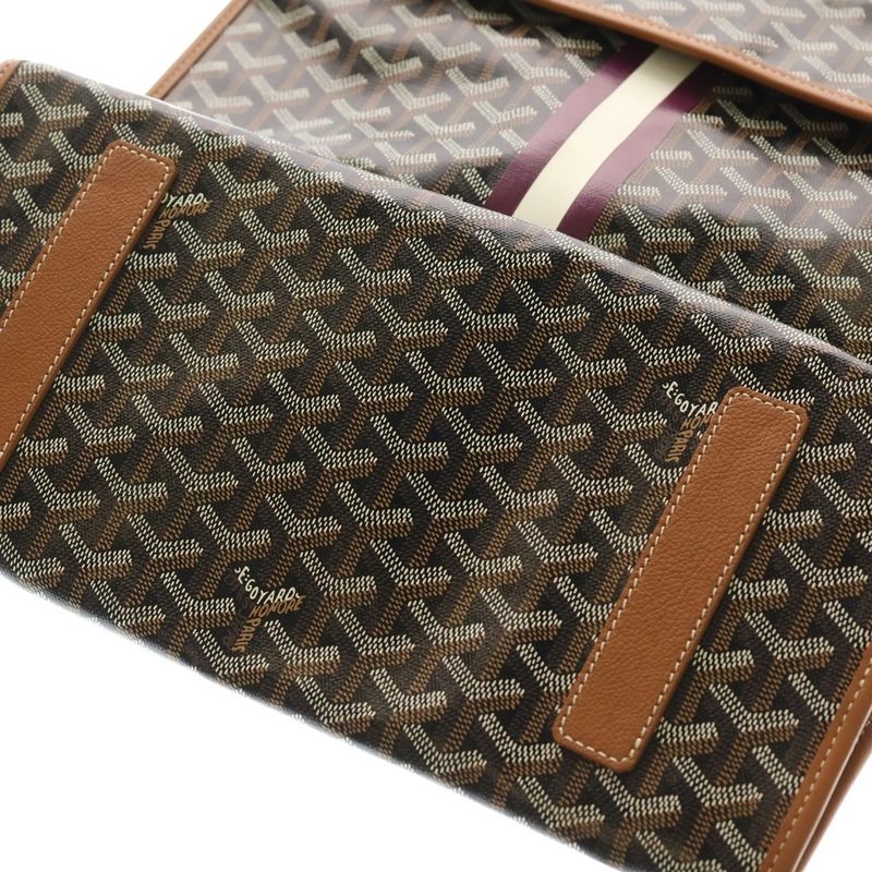 Goyard Sunleger Backpack Brown Black Leather Silver