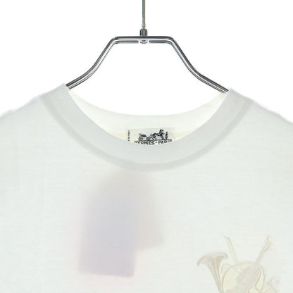 Hermes Logo Embroidery Crew Neck Short Sleeve T-Shirt White