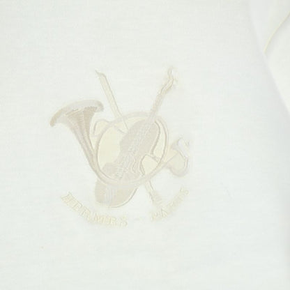 Hermes Logo Embroidery Crew Neck Short Sleeve T-Shirt White
