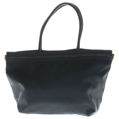 Prada Logo Jacquard Tote Mini Bag Black Leather Nylon Gold