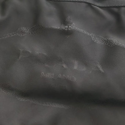 Prada Logo Jacquard Tote Mini Bag Black Leather Nylon Gold