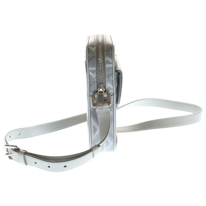 Dior CD Diamond Shoulder Bag Vertical Pouch Phone Gray Leather