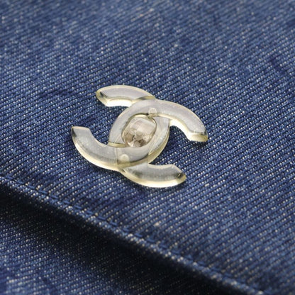 Chanel CC Logo Clutch Case Pouch Denim Indigo Blue